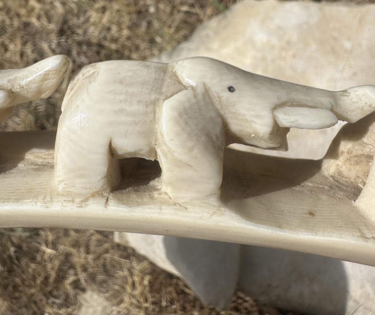 Carved African Elephant Tusk – Central Africa, Circa 1920–1930 – 33 Cm-photo-4