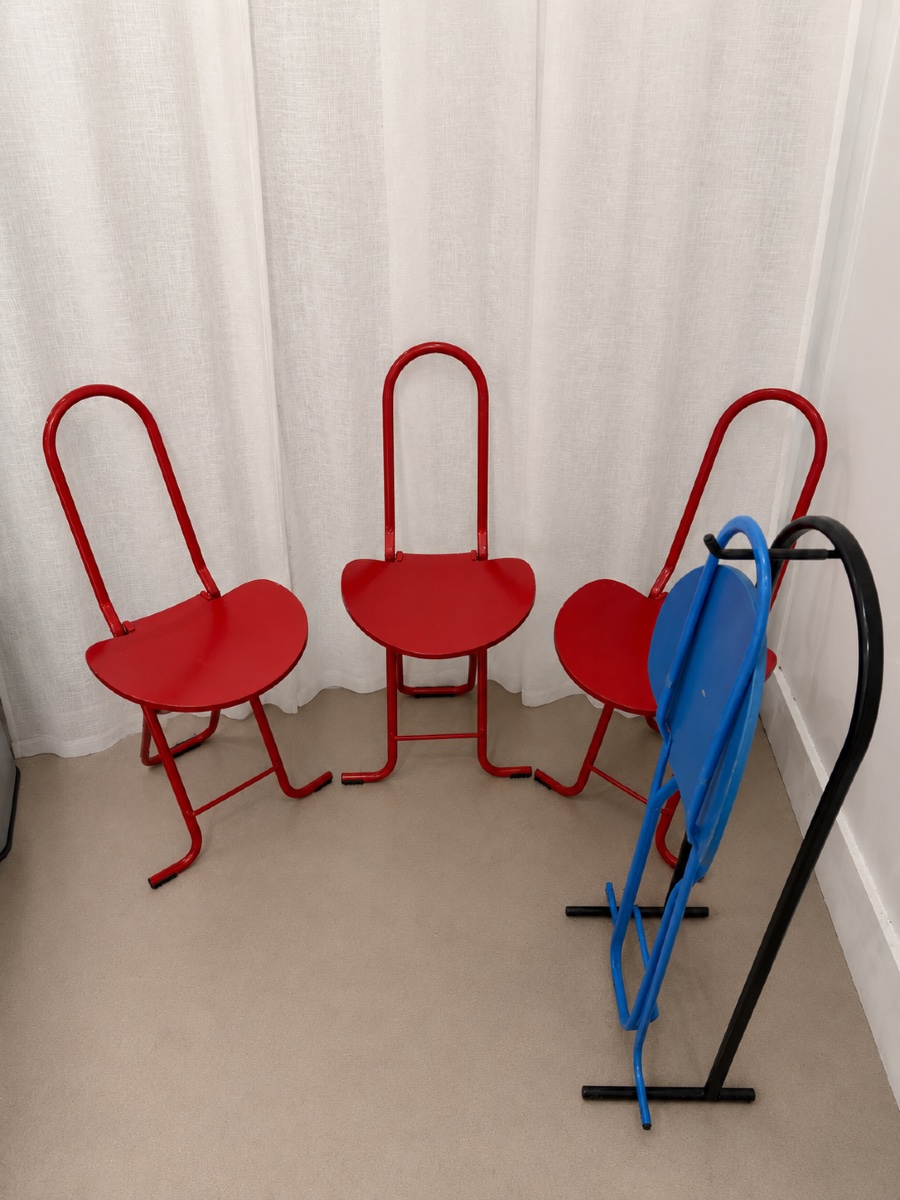 Gaston Rinaldi – 4 Dafne Chairs With Chair Rack – 1970s-photo-2