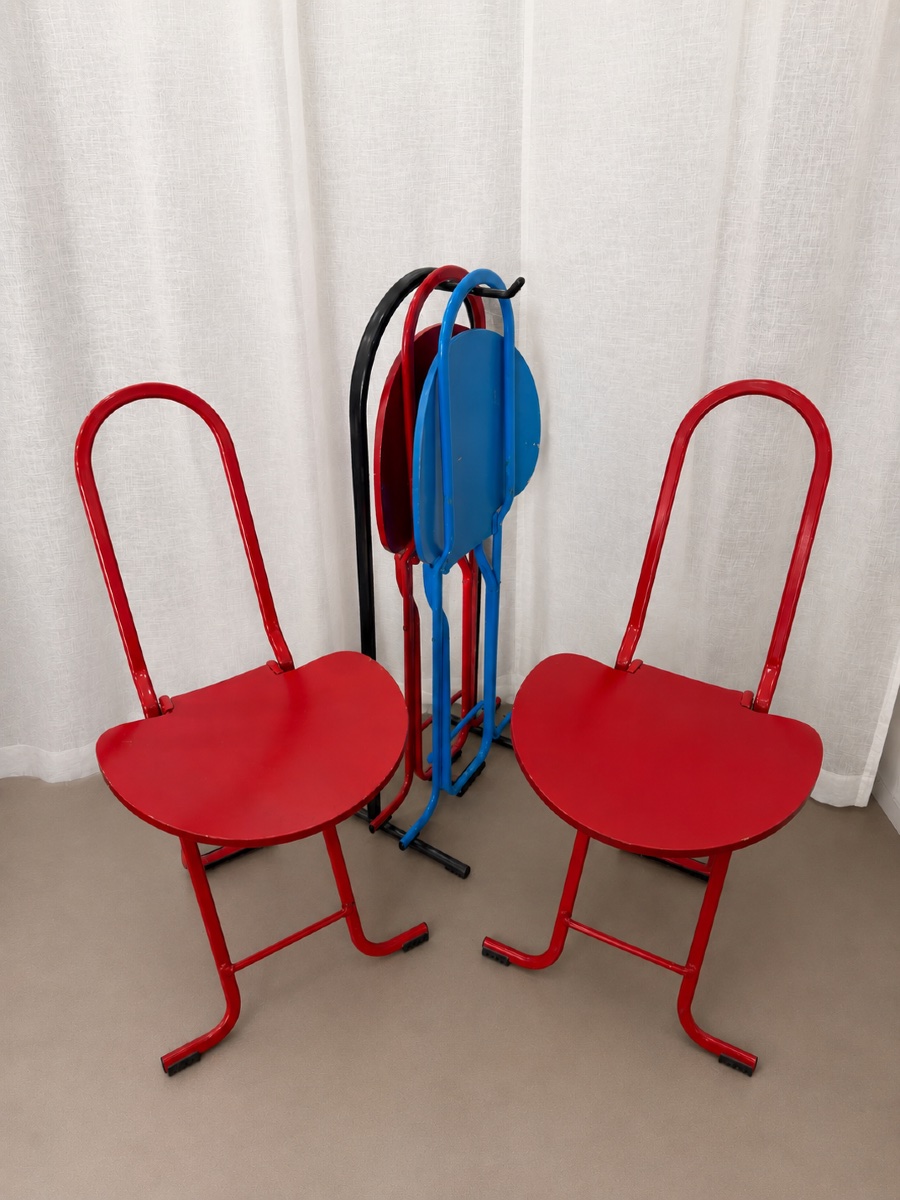 Gaston Rinaldi – 4 Dafne Chairs With Chair Rack – 1970s-photo-3