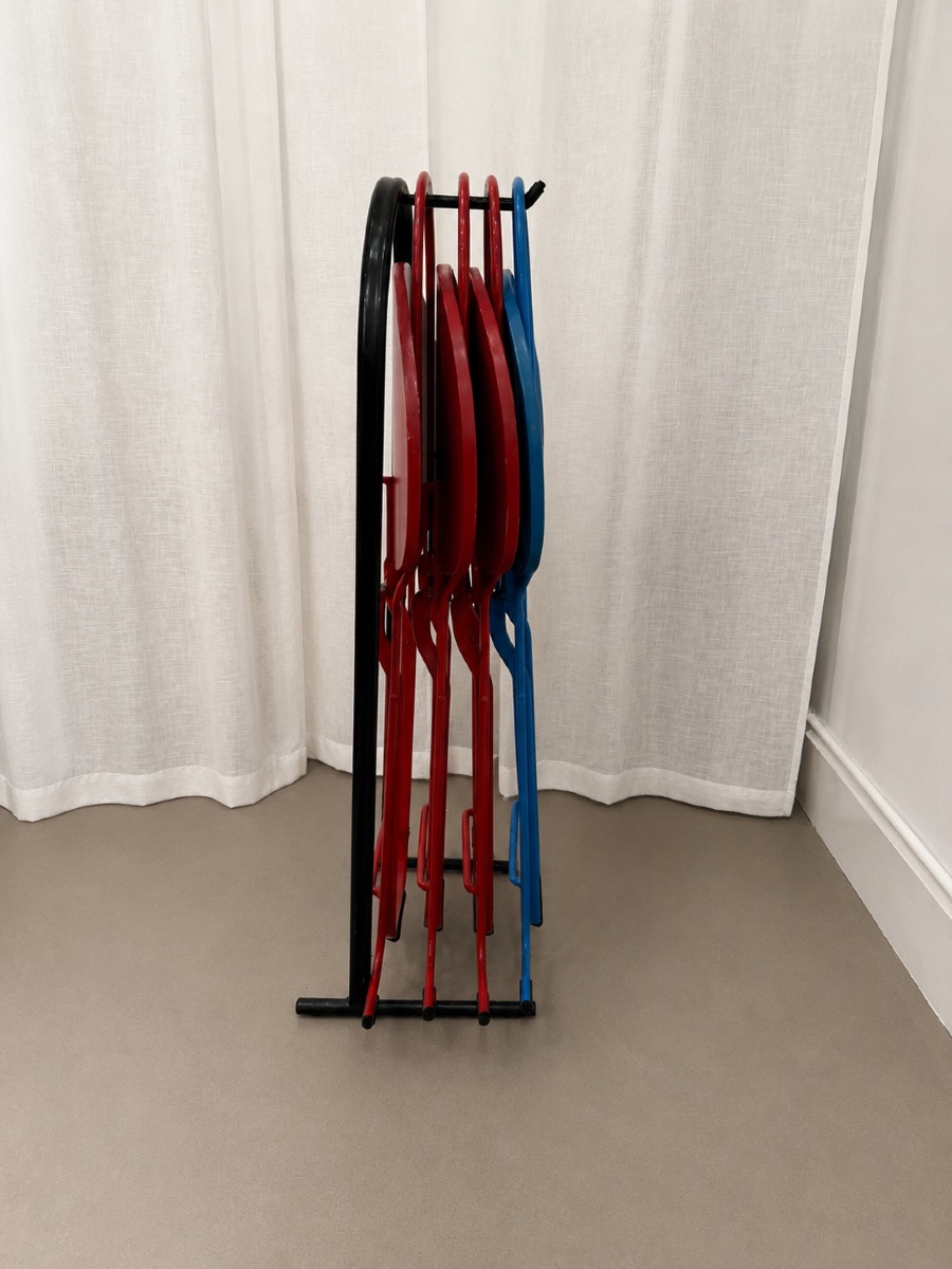 Gaston Rinaldi – 4 Dafne Chairs With Chair Rack – 1970s-photo-1