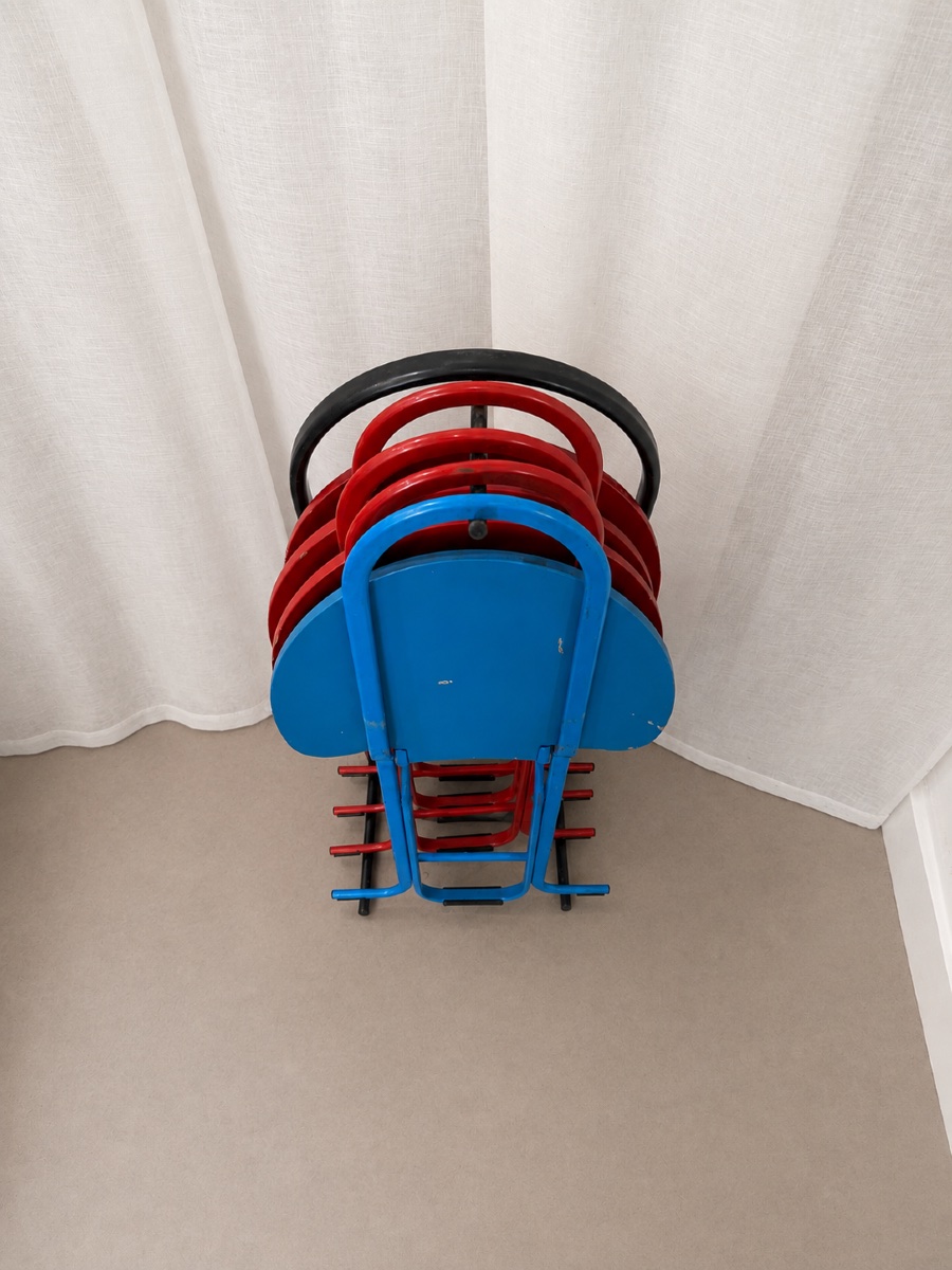 Gaston Rinaldi – 4 Dafne Chairs With Chair Rack – 1970s-photo-2