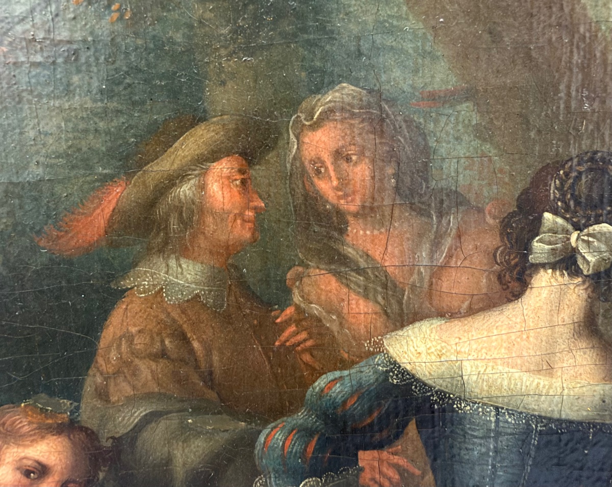 École hollandaise ou française, XVIIIe siècle  Scène de banquet en plein air-photo-1