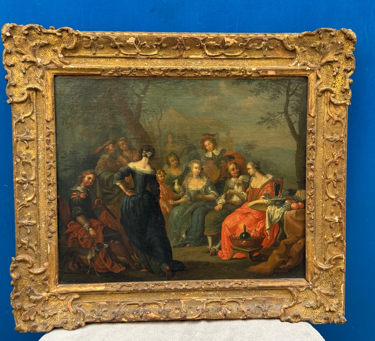 École hollandaise ou française, XVIIIe siècle  Scène de banquet en plein air