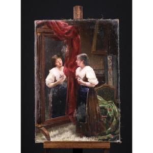 Henry Coëylas (1844–1923) – Rêverie devant le miroir,  huile sur toile vers 1880