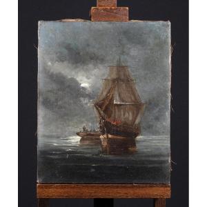 Petite marine, huile sur toile – XIXᵉ siècle
