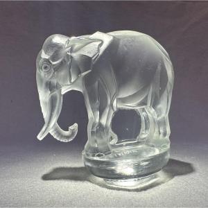 Presse-papier René Lalique -  Toby Eléphant en verre blanc