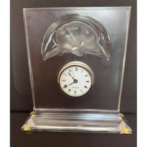 pendulette Lalique Chat en christal