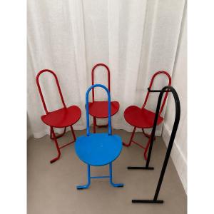 Gaston Rinaldi – 4 Dafne Chairs With Chair Rack – 1970s