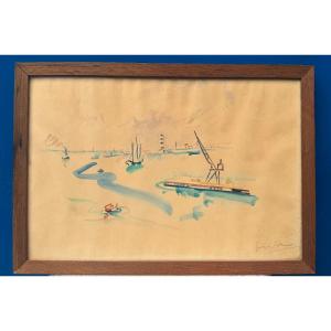 Georges CYR (1880-1964) Le port de Beyrouth, Liban