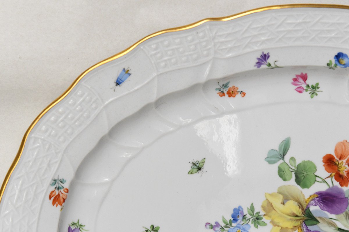 Grand Plat Ovale En Porcelaine De Meissen 19ème -photo-2