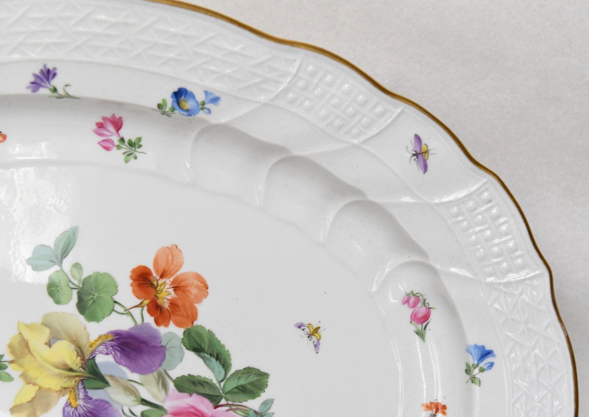 Grand Plat Ovale En Porcelaine De Meissen 19ème -photo-4