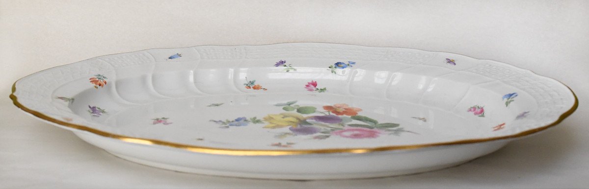 Grand Plat Ovale En Porcelaine De Meissen 19ème -photo-1