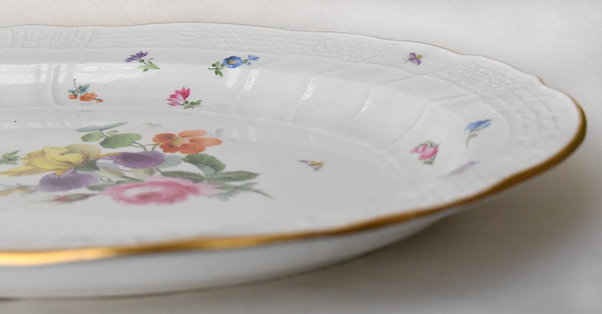 Grand Plat Ovale En Porcelaine De Meissen 19ème -photo-2