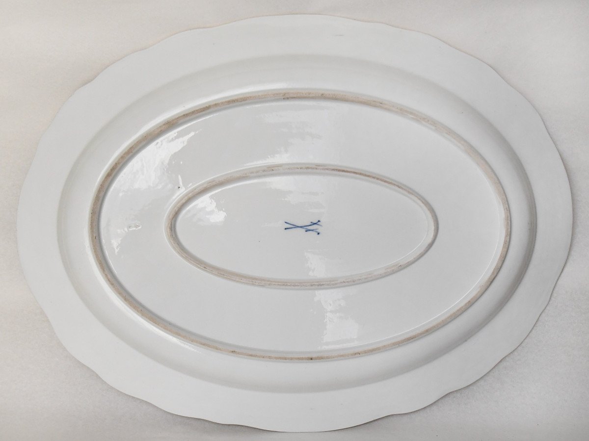 Grand Plat Ovale En Porcelaine De Meissen 19ème -photo-3