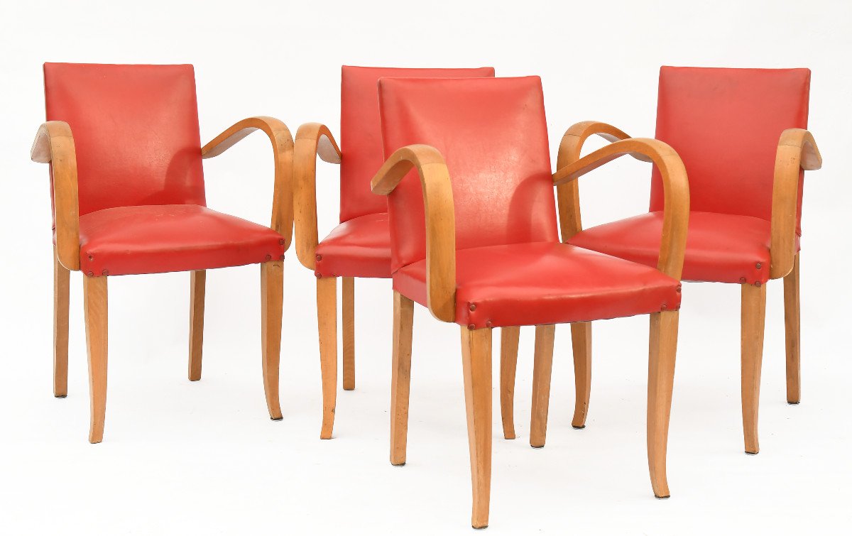 Suite Of 4 Bridge Armchairs With Armrests From The 1950s