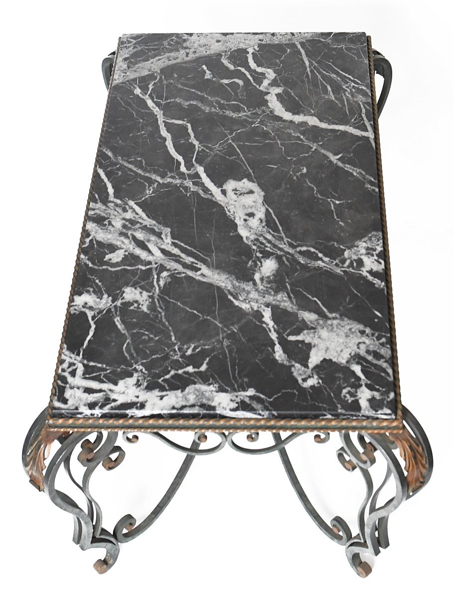 Wrought Iron Coffee Table And Marble Top-photo-4