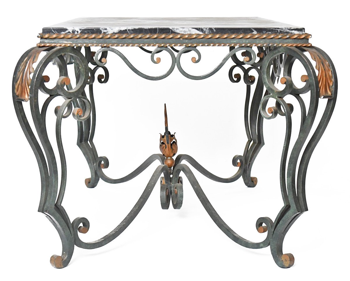 Wrought Iron Coffee Table And Marble Top-photo-5
