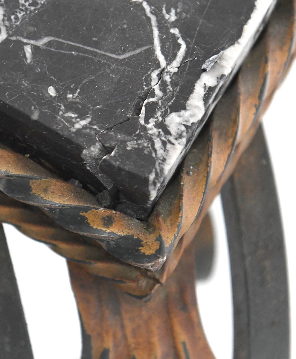 Table basse en fer forgé et plateau marbre-photo-6