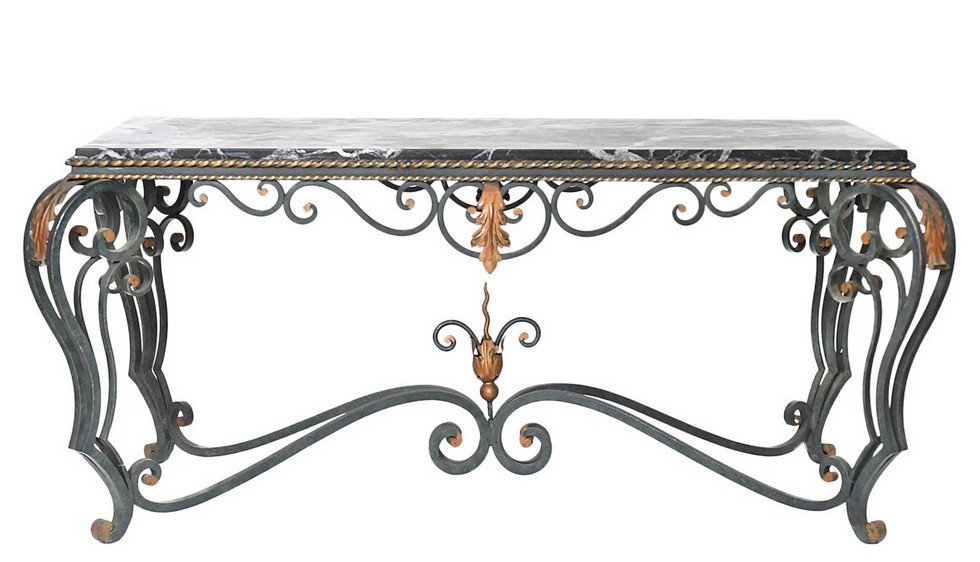 Wrought Iron Coffee Table And Marble Top