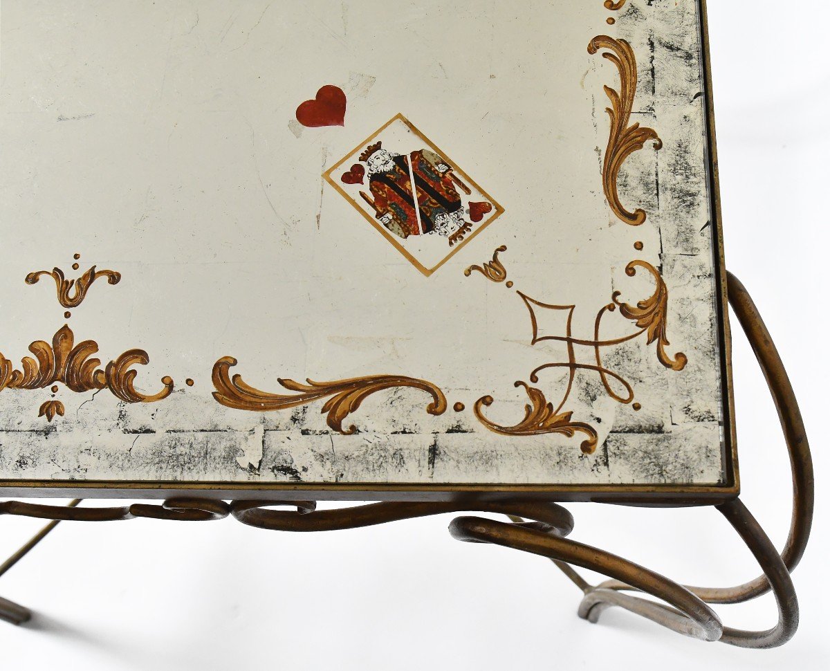 Attributed To René Drouet (1899 - 1993) Games Table With Mirror Top-photo-1