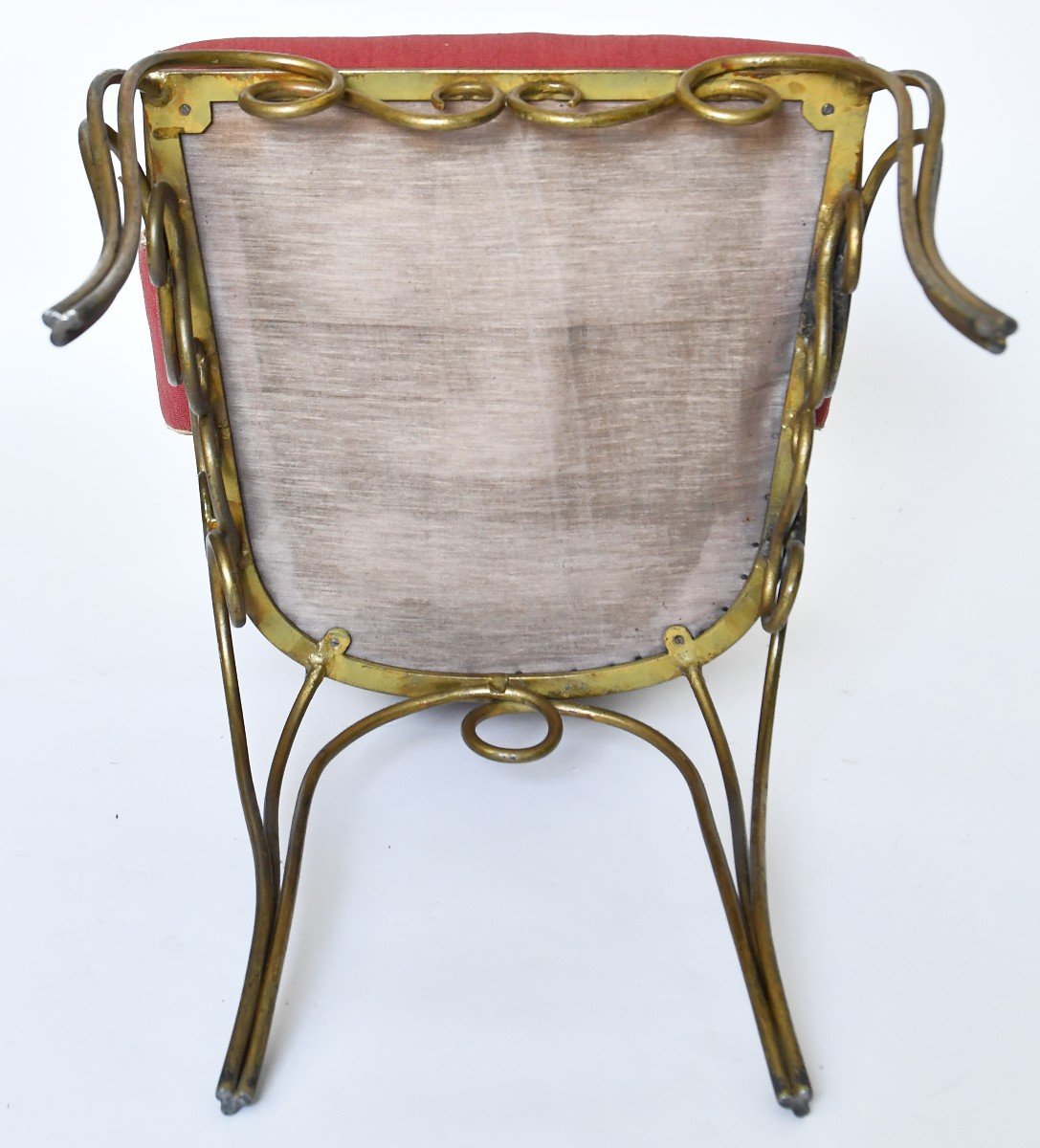 Attributed To René Drouet (1899 - 1993) 4 Gilded Wrought Iron Chairs-photo-4