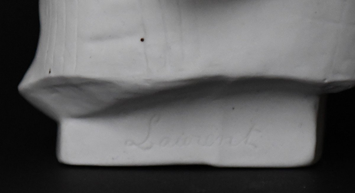 LAURENT Eugène (1832-1898) Buste de jeune fille en biscuit de porcelaine -photo-3