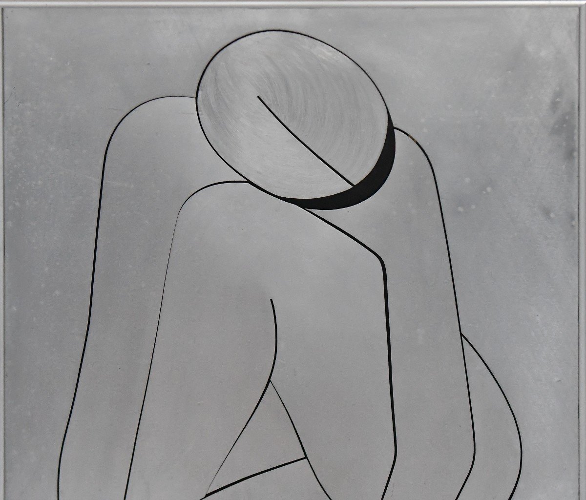 Silhouette d'une femme assise en métal découpé sur panneau, des années 1970-photo-2