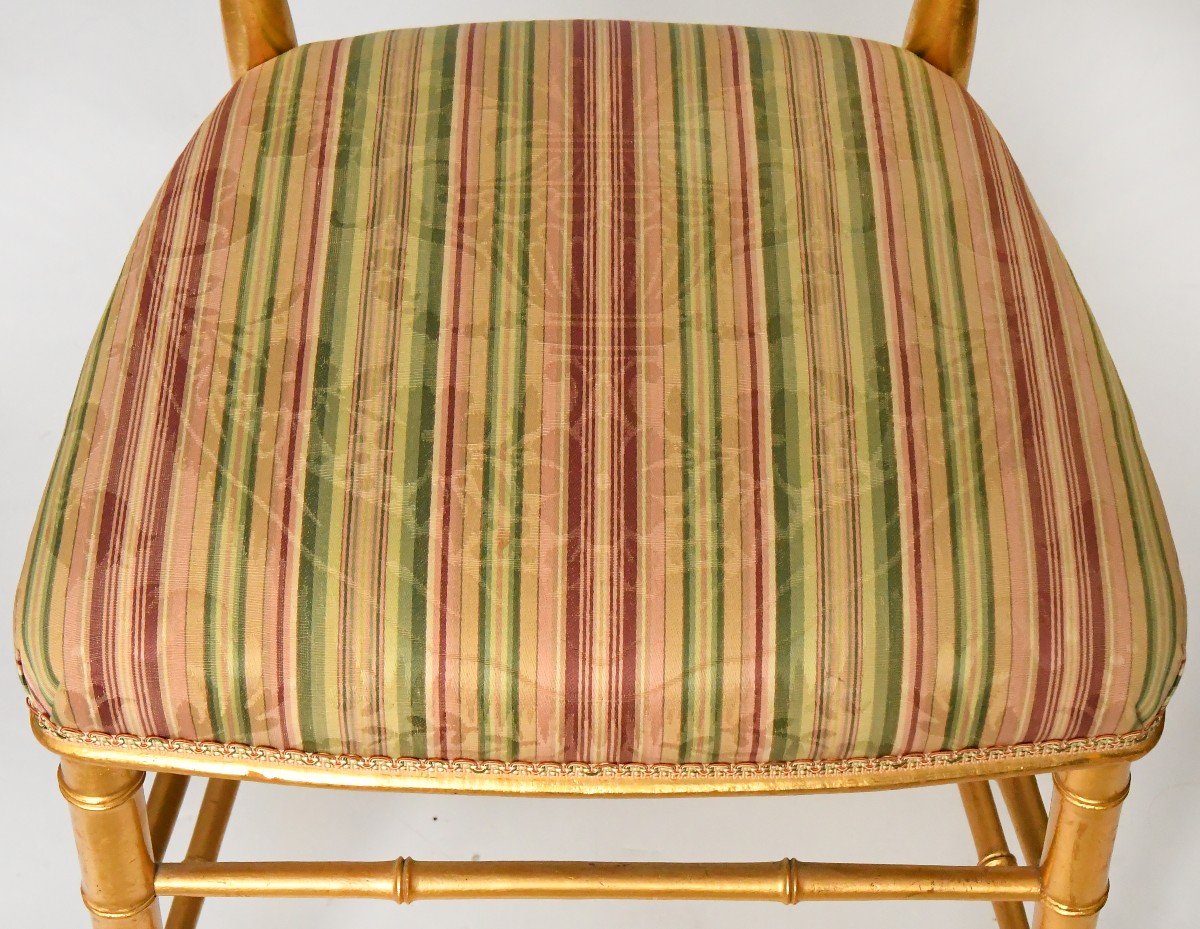 Pair Of Bamboo-style Gilded Wood Chairs-photo-5