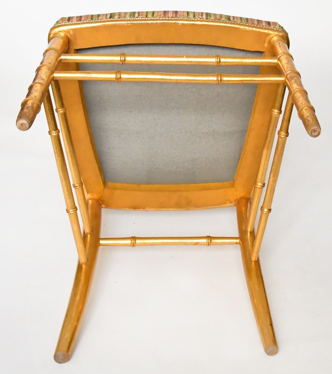 Pair Of Bamboo-style Gilded Wood Chairs-photo-8
