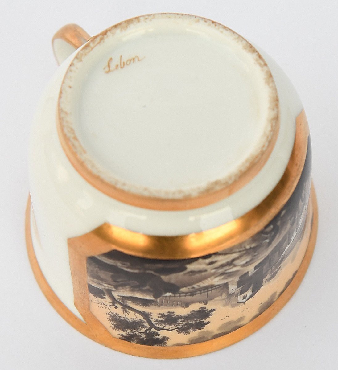 Tasse et sa sous-tasse en porcelaine de Paris Lebon-Halley -photo-3