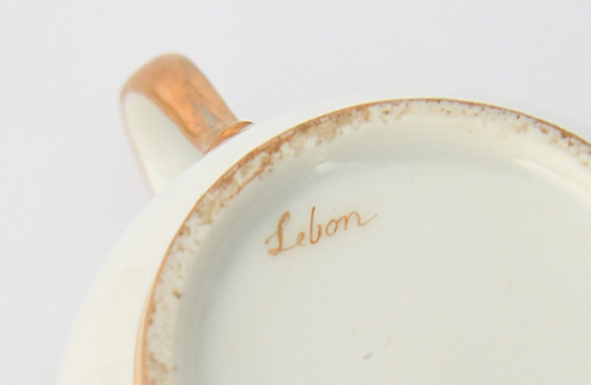 Tasse et sa sous-tasse en porcelaine de Paris Lebon-Halley -photo-4