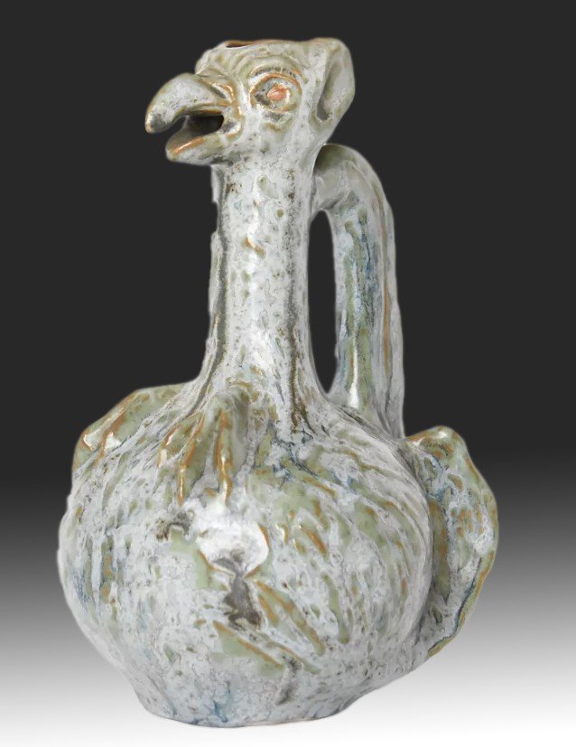Zoomorphic Pitcher In Enameled Stoneware By Félix Optat Milet (1838-1911) 