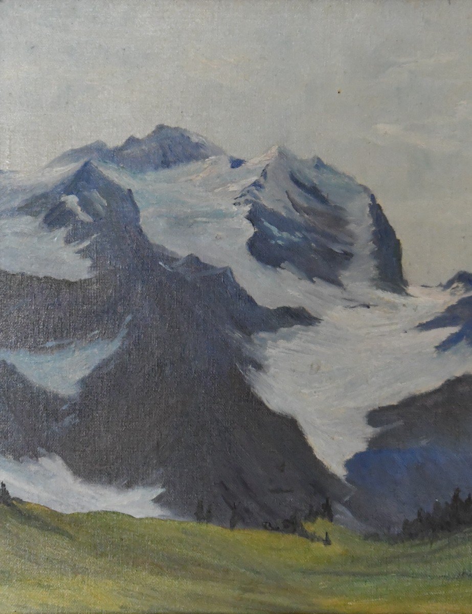 Charles De Ziegler (1890-1962) "wengernalp" Oil On Cardboard  -photo-2