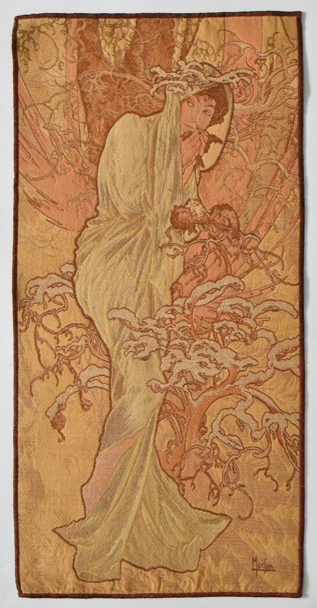 Suite de quatre tapisseries 4 Saisons d'après Alphonse Mucha-photo-2
