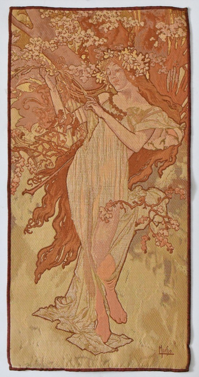 Suite de quatre tapisseries 4 Saisons d'après Alphonse Mucha-photo-1