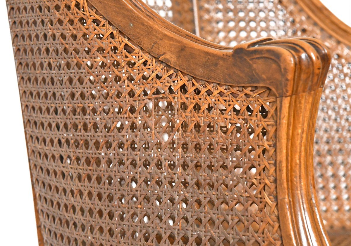 Fauteuil bergère canné de style Louis XV -photo-5