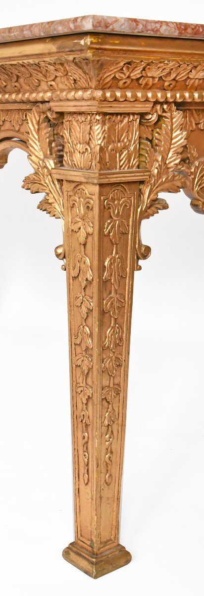 Importante table console de style Louis XVI à décor d'une tête de Mercure -photo-4