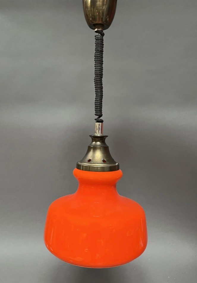 Orange Opaline Pendant Light From The 1960s-photo-3