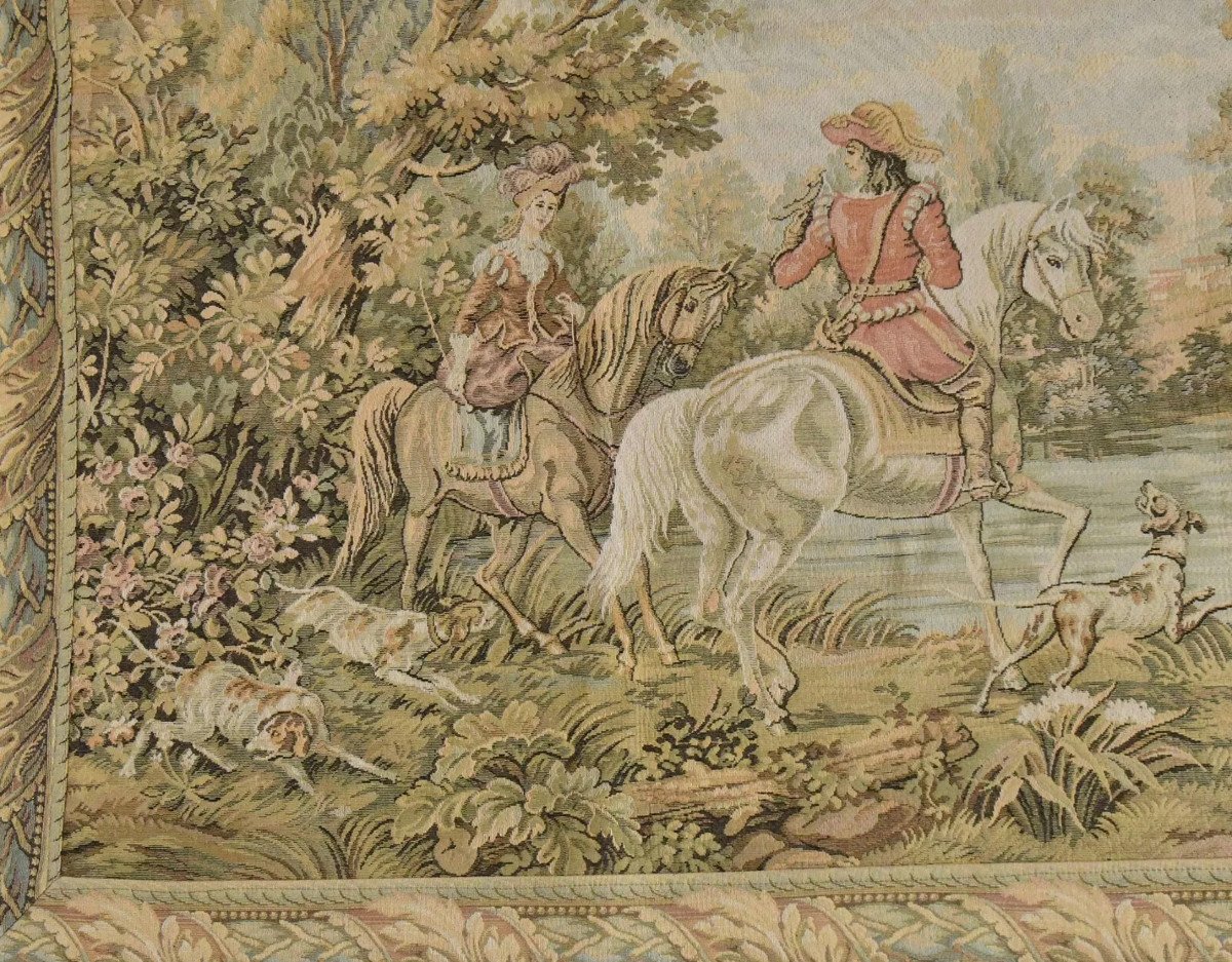 Tapisserie mécanique "Chasse Royale" éditée par Jean Laurent éditeur d'art en 1974-photo-3