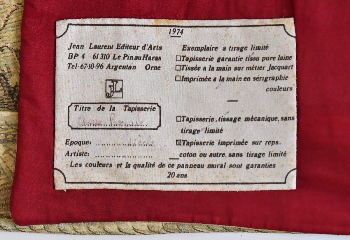 Tapisserie mécanique "Chasse Royale" éditée par Jean Laurent éditeur d'art en 1974-photo-1