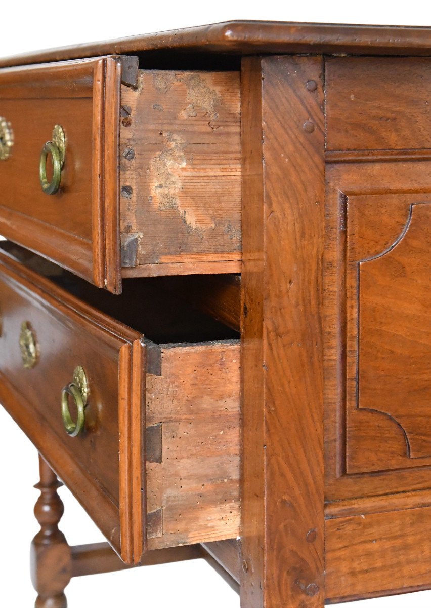 Commode 2 tiroirs de style Louis XIV-photo-2
