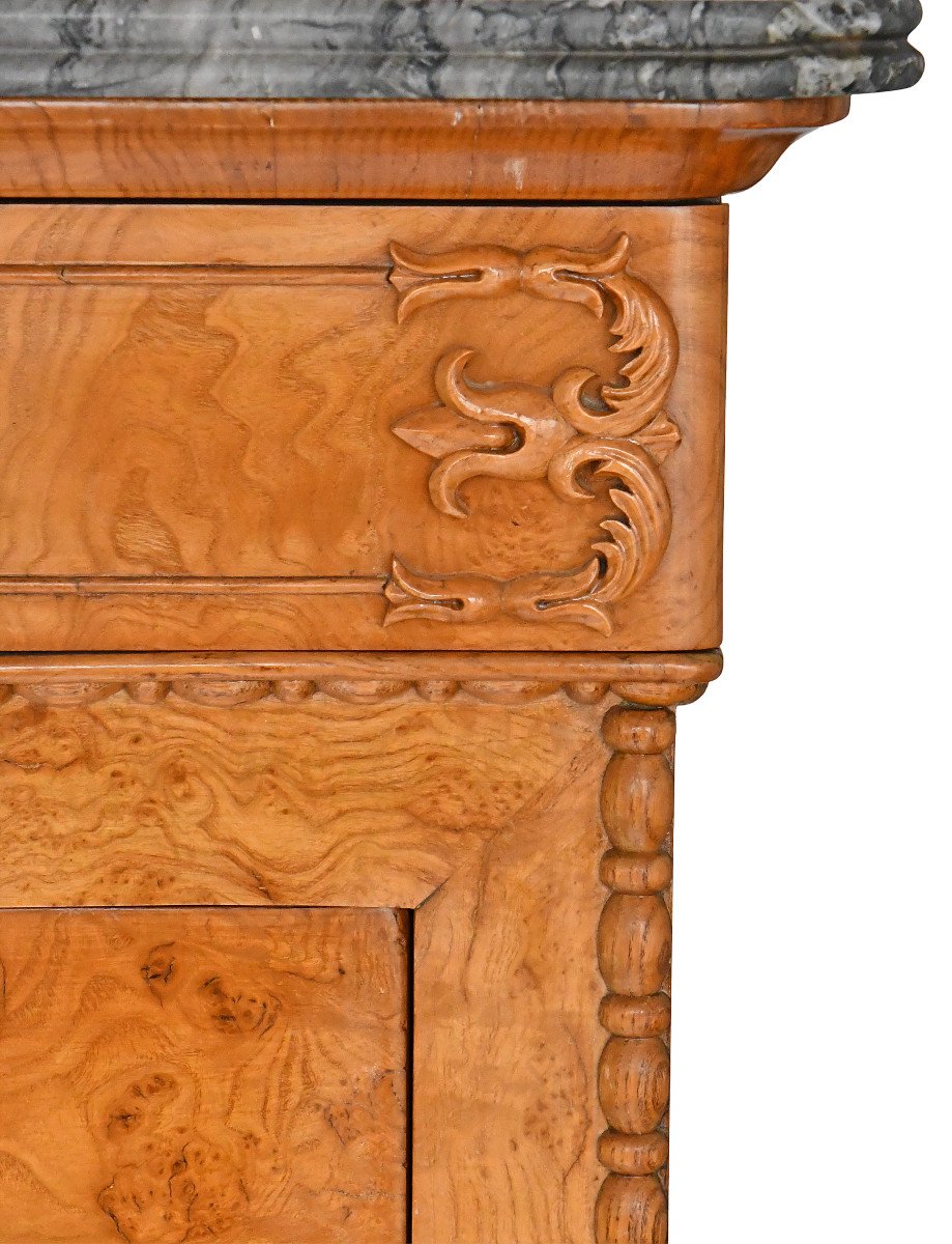 Restoration Period Burl Wood Veneer Secretary-photo-3