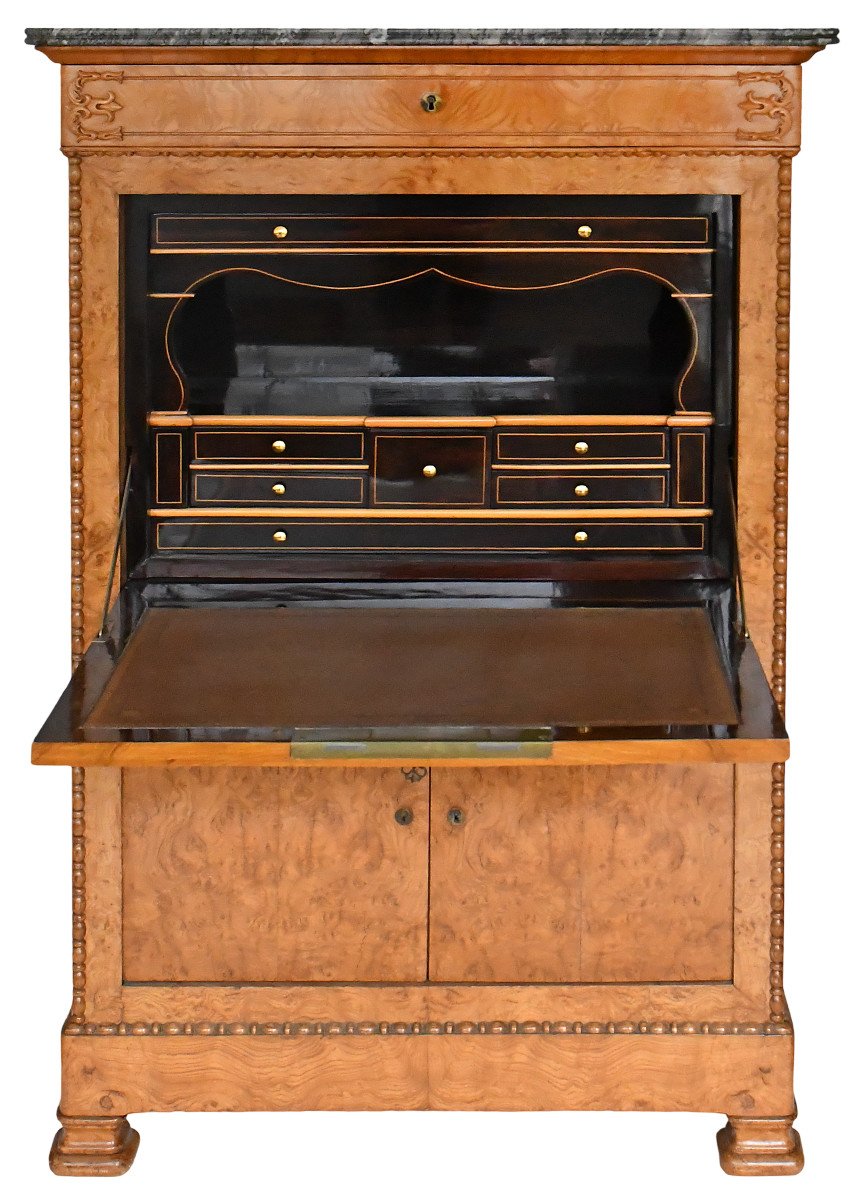 Restoration Period Burl Wood Veneer Secretary-photo-1