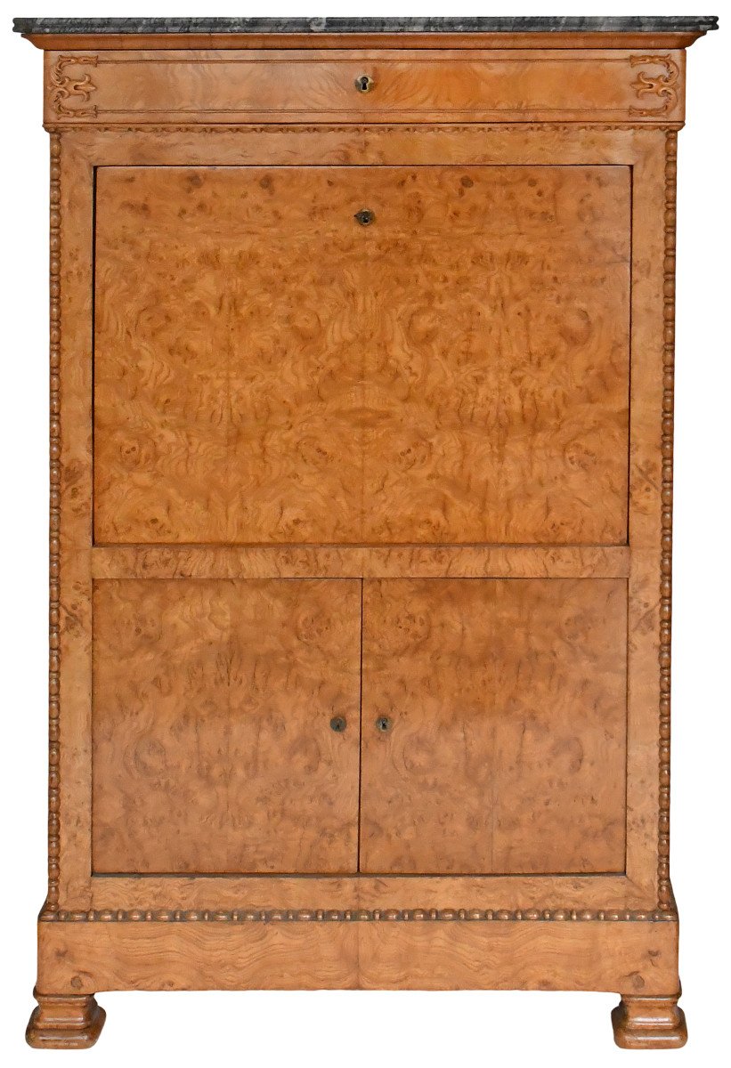 Restoration Period Burl Wood Veneer Secretary