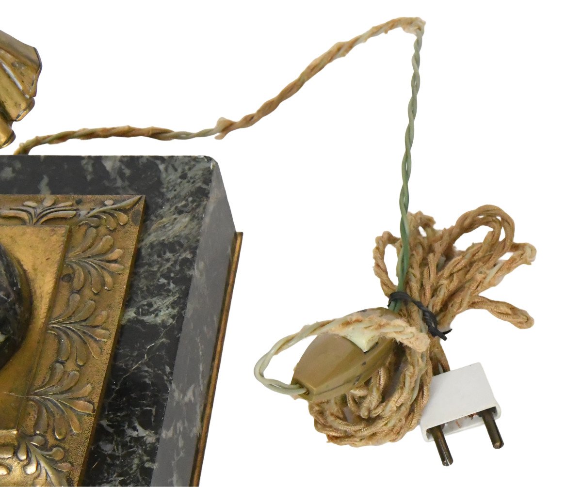 Empire Style Gilt Bronze And Marble Lamp Representing A Caryatid-photo-8