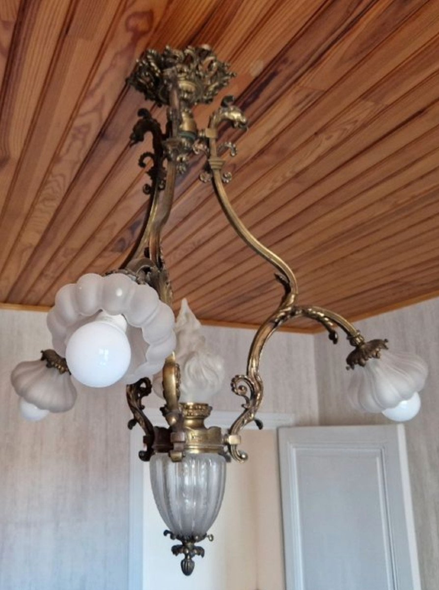 Lustre en métal doré 3 branches-photo-4