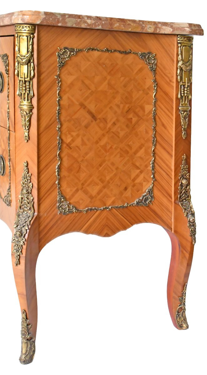 Louis XV Style Chest Of Drawers, Fully Inlaid-photo-2