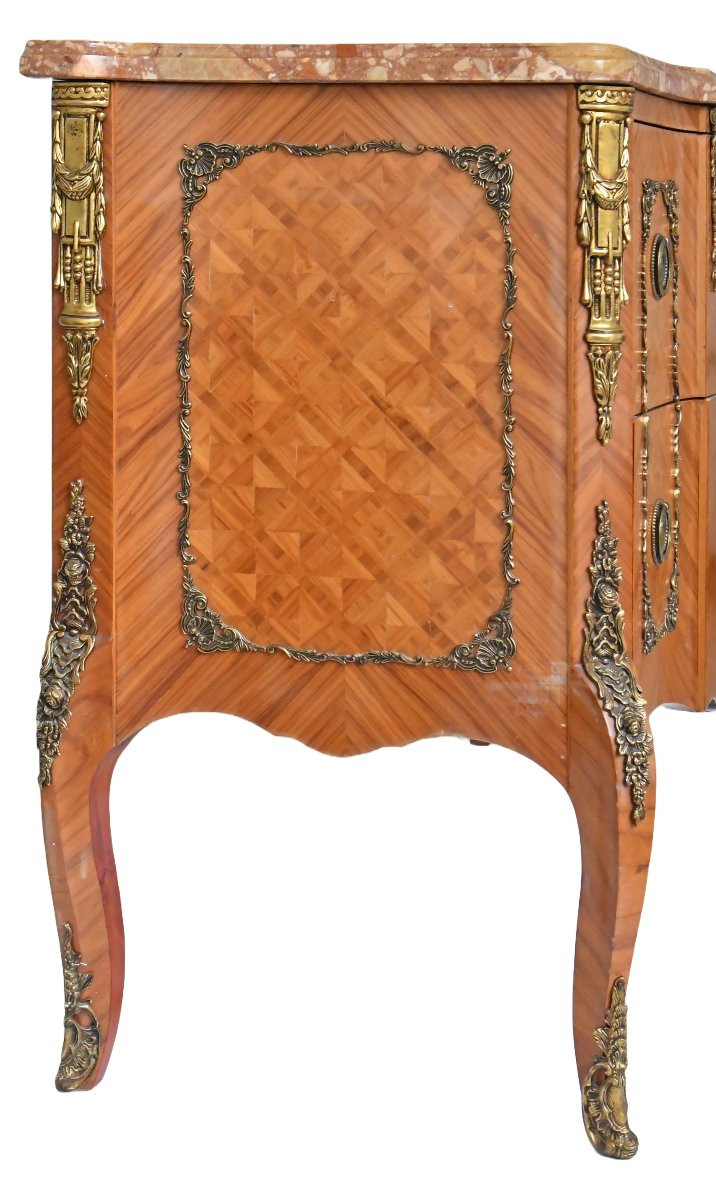 Louis XV Style Chest Of Drawers, Fully Inlaid-photo-4