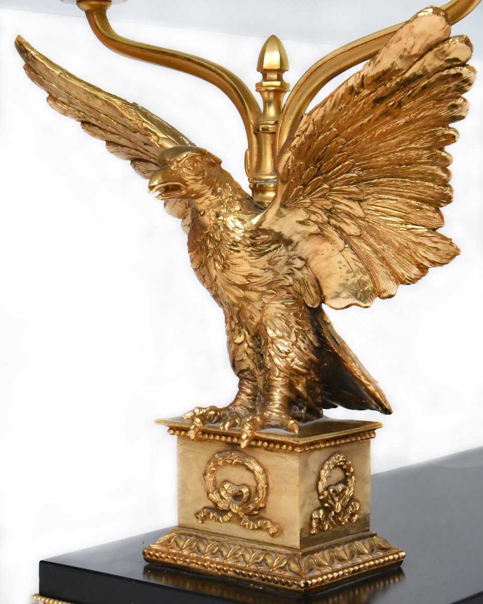 Coffee Table With Eagles In Bronze And Gilded Brass-photo-4