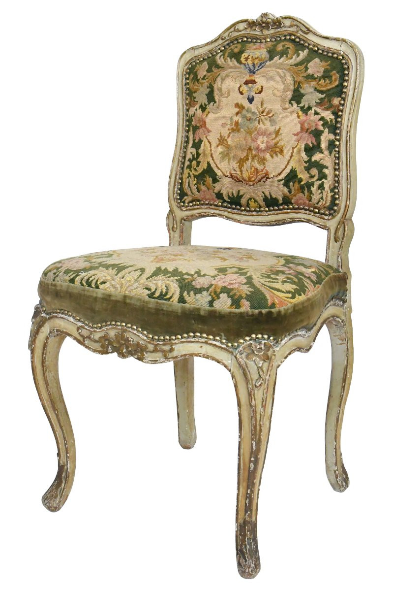 Chaise d'époque Louis XV estampillée de Claude-François DROUILLY, reçu maître 27 juillet 1748-photo-1